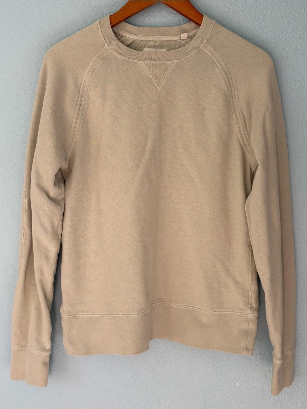 Billy Reid Sweatshirt Tinted White Crewneck Sweatshirt Cotton Elbow Patch